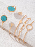 Inlaid Open Five-piece Bracelet Geometric Love Triangle Bracelet Set - BigCart