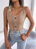 Women’s Solid Color Cozy Cable Knit Tank Top - BigCart