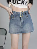 Y2K washed denim high waist slim skirt - BigCart