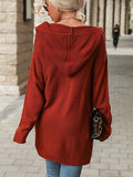Red Long Sleeve Hooded Cardigan Jacket - BigCart