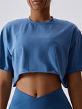 Women's Knitted Round Neck Versatile Fitness Top Loose Sports T-Shirt - BigCart